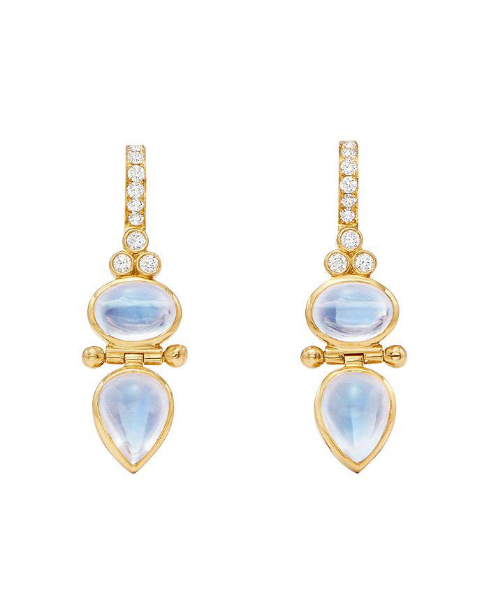 Temple St. Clair 18K Yellow Gold Moonstone 
Diamond Drop Earrings