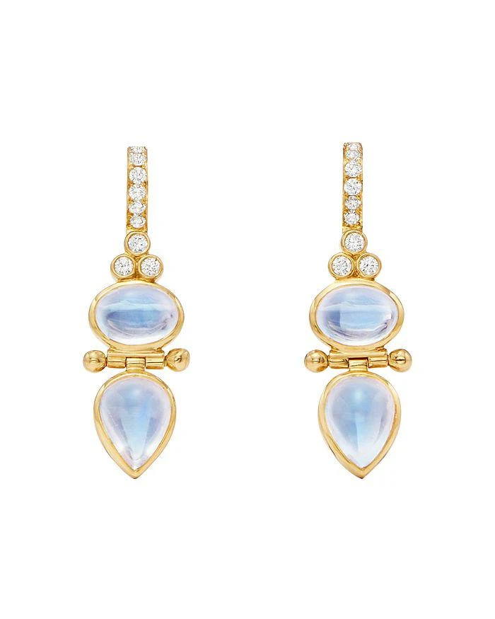 Temple St. Clair 18K Yellow Gold Moonstone 
Diamond Drop Earrings 1