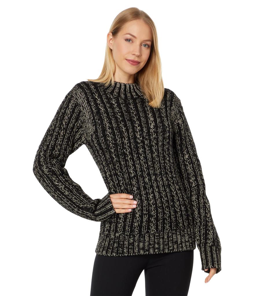 Blanc Noir Lurex Cable Knit Sweater