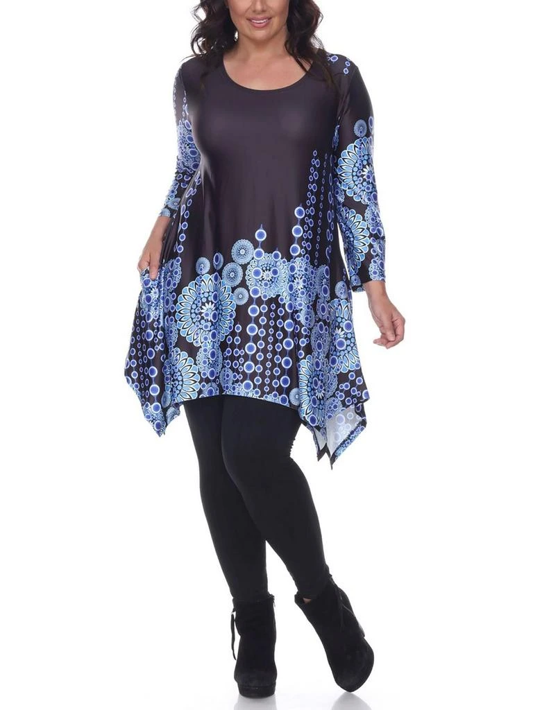 White Mark Plus Womens Sharkbite Hem Floral Tunic Top 6