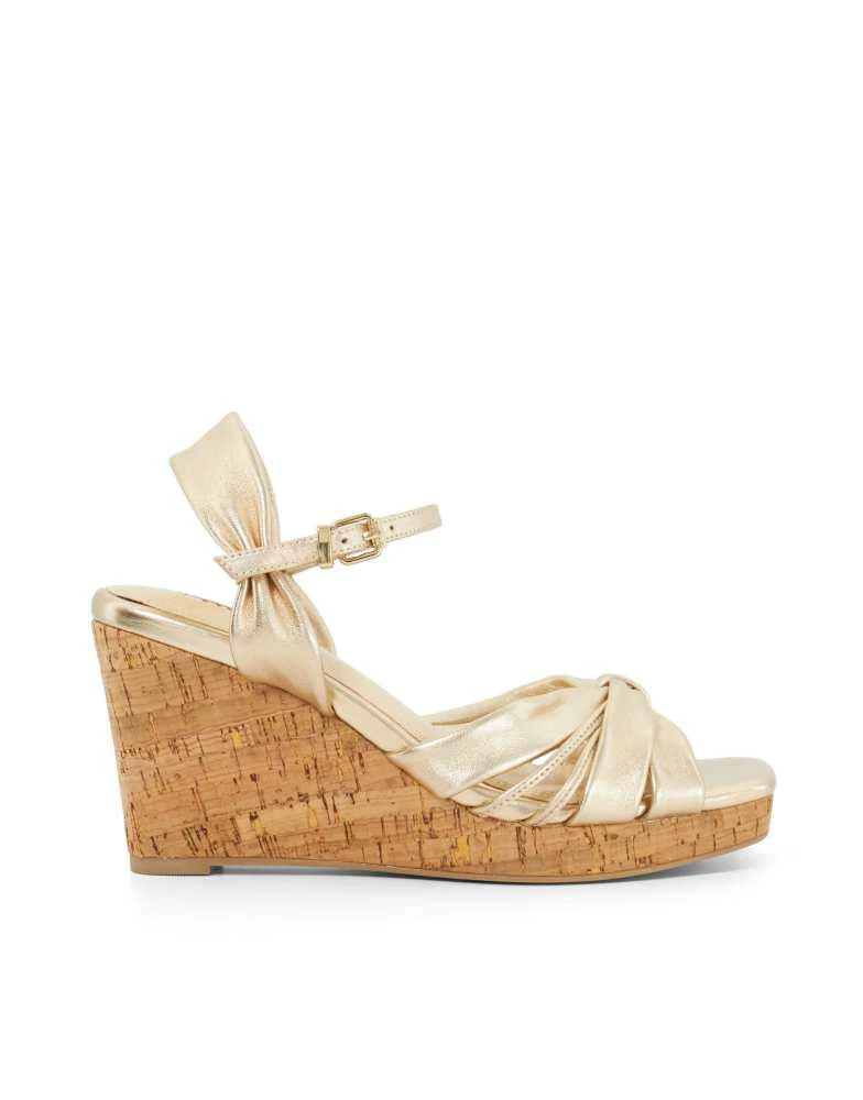 DUNE London Dune London Kander wedged sandal in gold 1