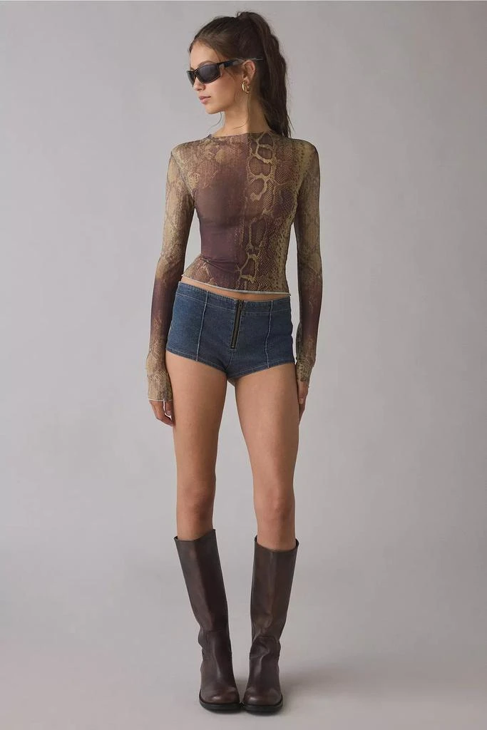 I.AM.GIA I.AM.GIA Izar Snake Print Mesh Long Sleeve Top