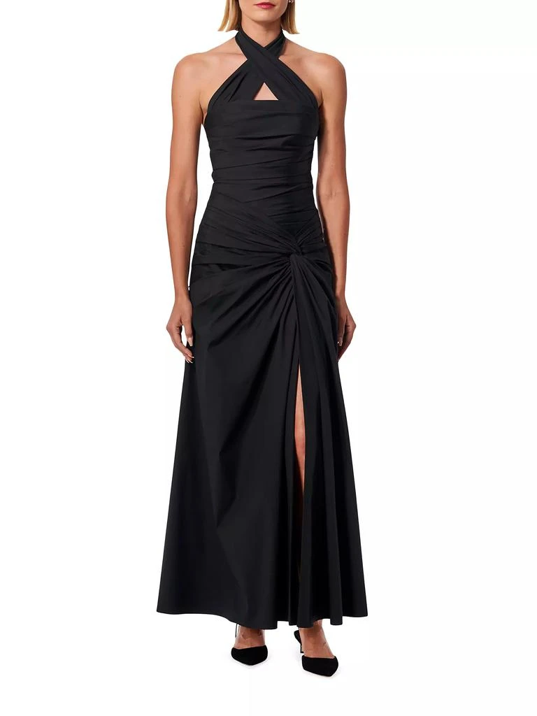 Carolina Herrera Knotted Cotton-Blend Halter Gown 2