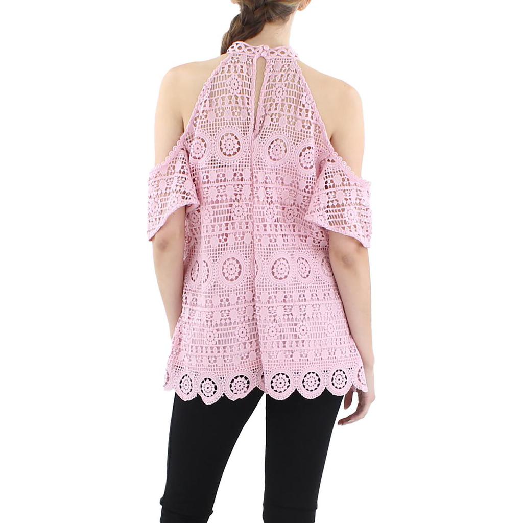 City Chic 69 Womens Halter Picot Trim Blouse