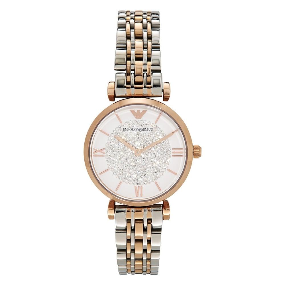 Armani Emporio Armani Ladies Two-Tone Rhinestone Watch AR1926