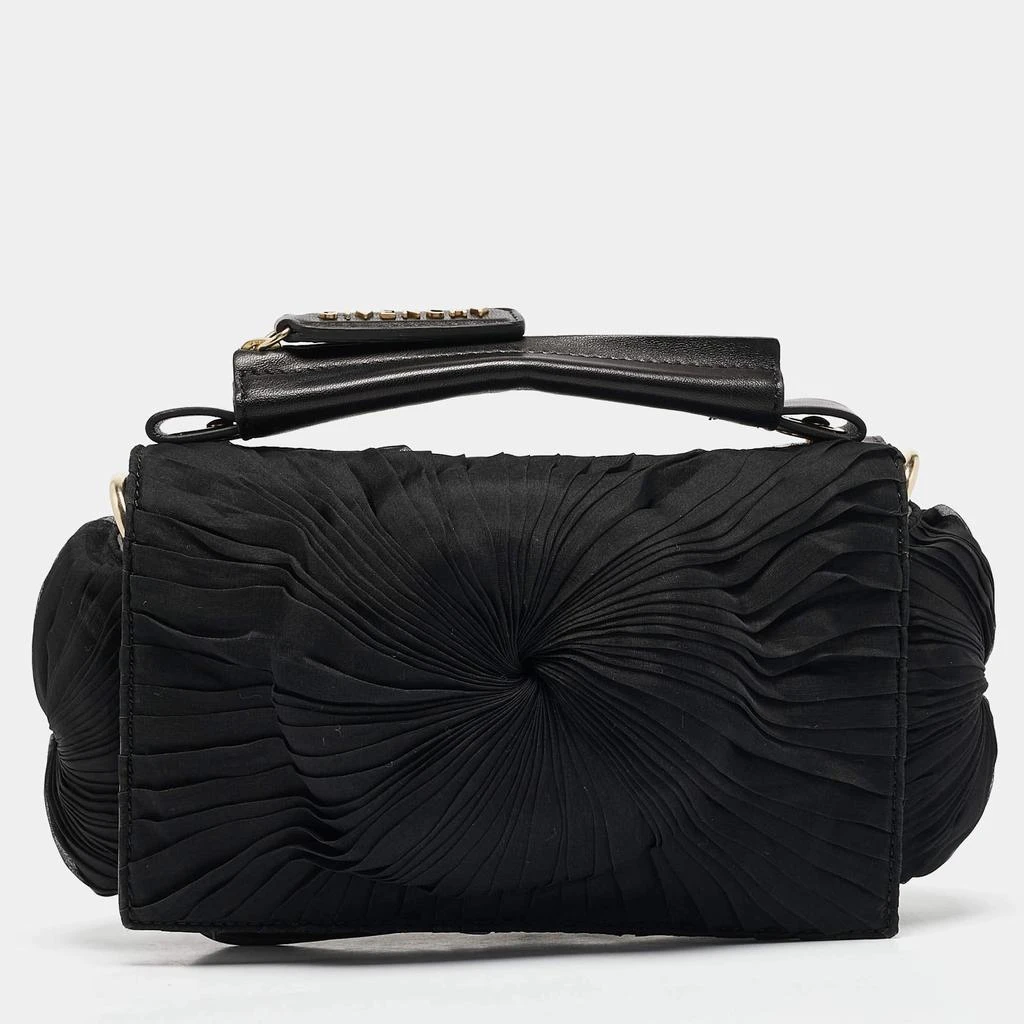 Givenchy Givenchy Black Leather and Satin Pleated Floral Clutch 1