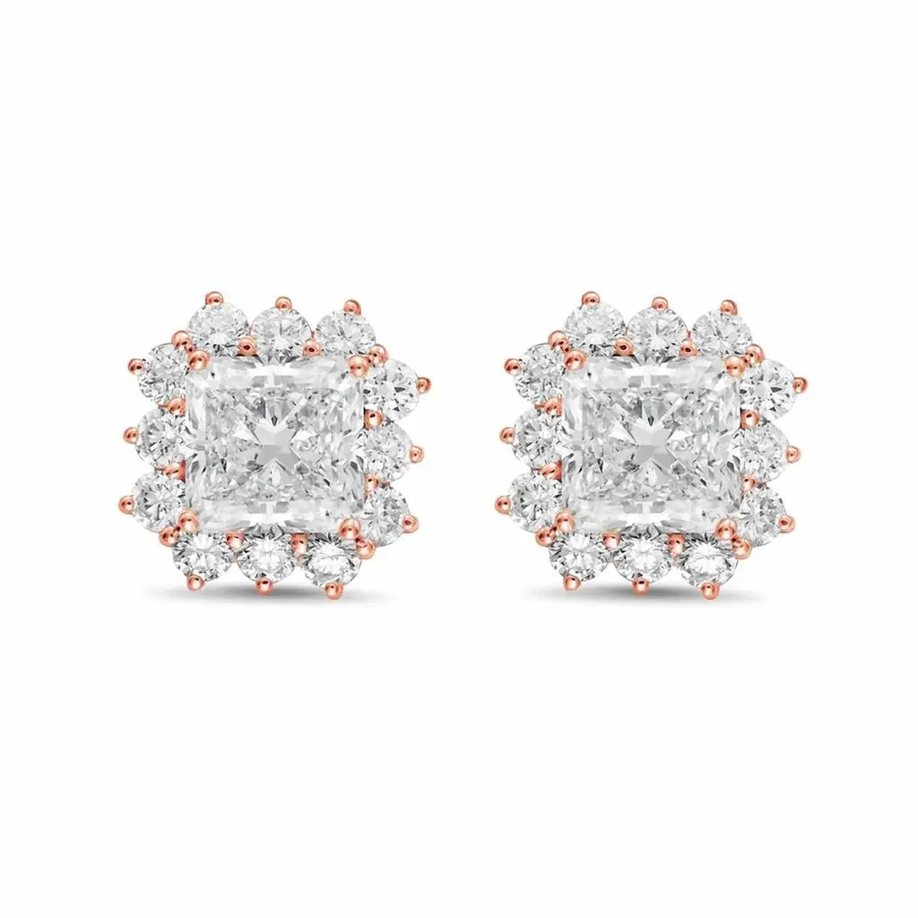 Diana M Jewels Diana M Jewels - Women's Radiant Lab-Grown Diamond Stud Earrings (7.00 Ct TCW) - Elegant