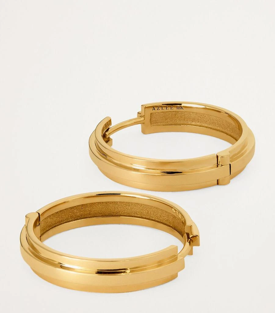 Azlee Yellow Gold Staircase 3-Tier Huggie Earrings 6