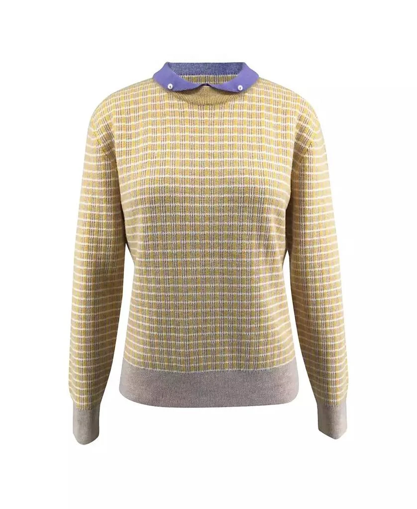 Bellemere New York Bellemere Women's Merino Tweed Pullover With Pearl Polo Collar Sweater 1