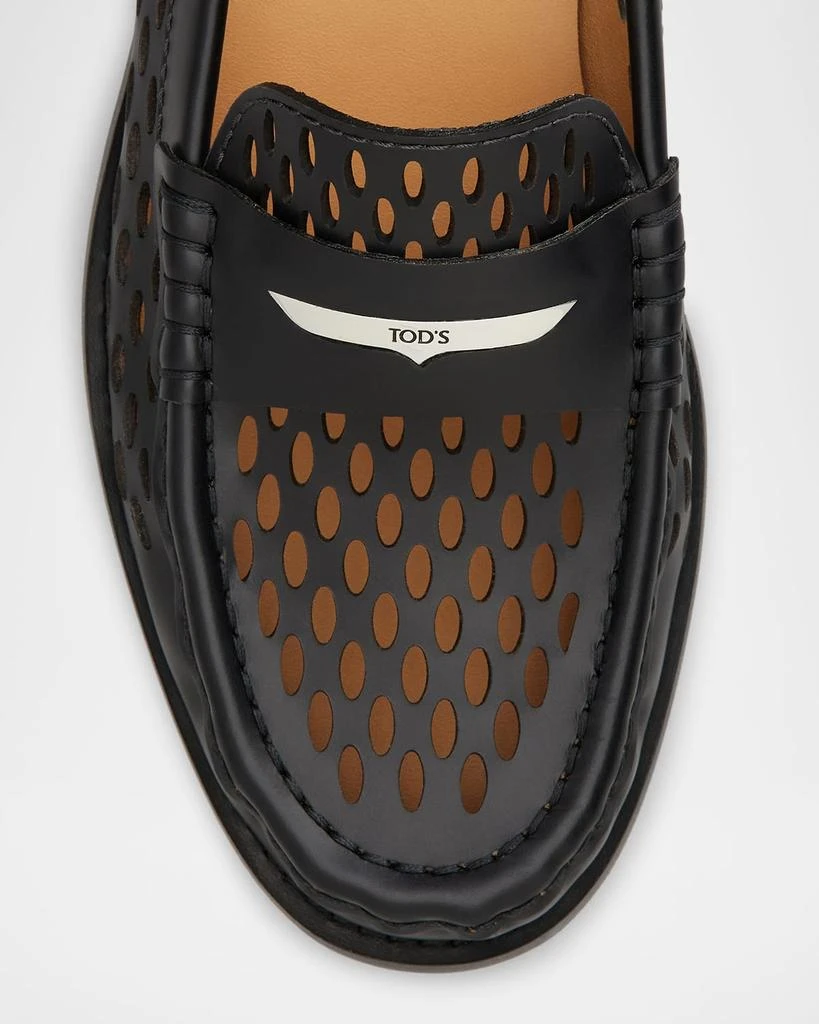 Tod's Perforated Leather Driver Penny Loafers 5