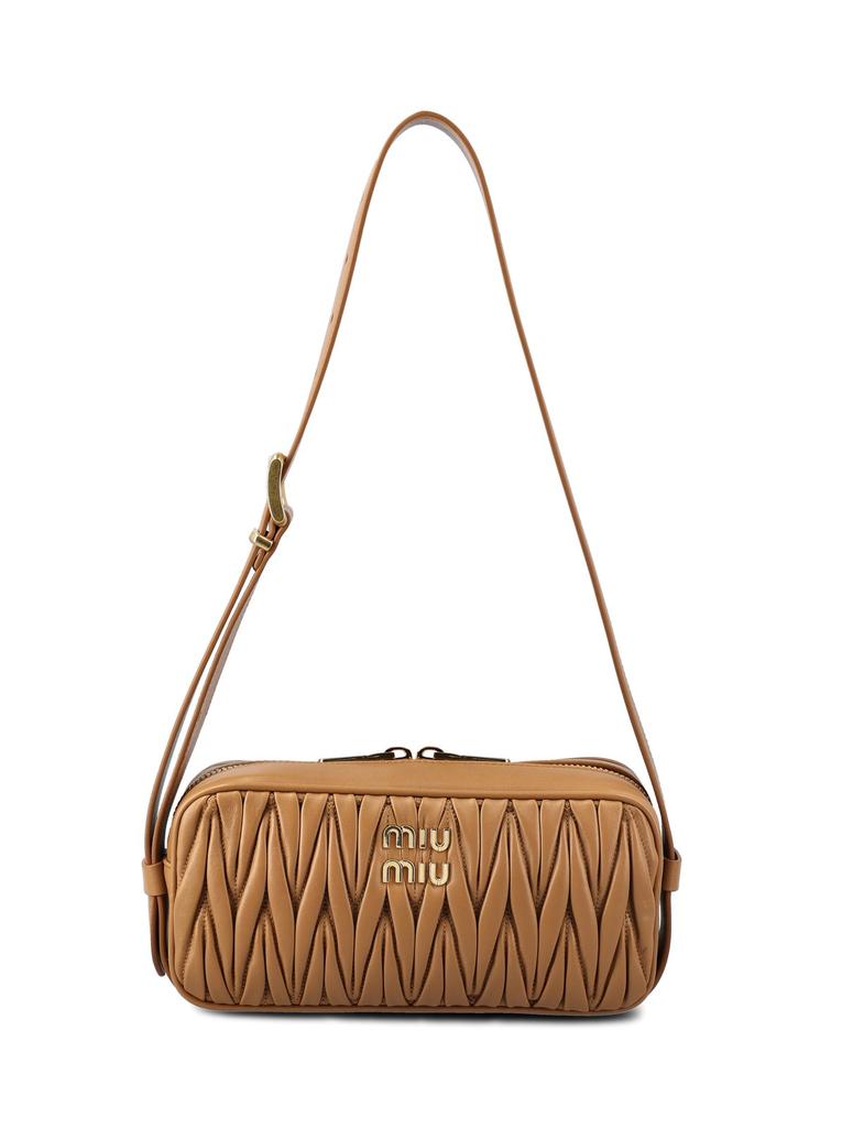 Shop Miu Miu Logo-Lettering Zip-Up Shoulder Bag on Sale at
