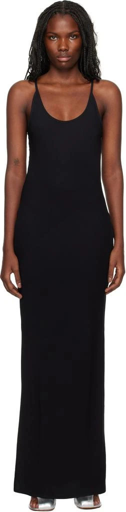 black slip maxi dress Noir Crystal Strap Long Silk Slip Dress main image 1