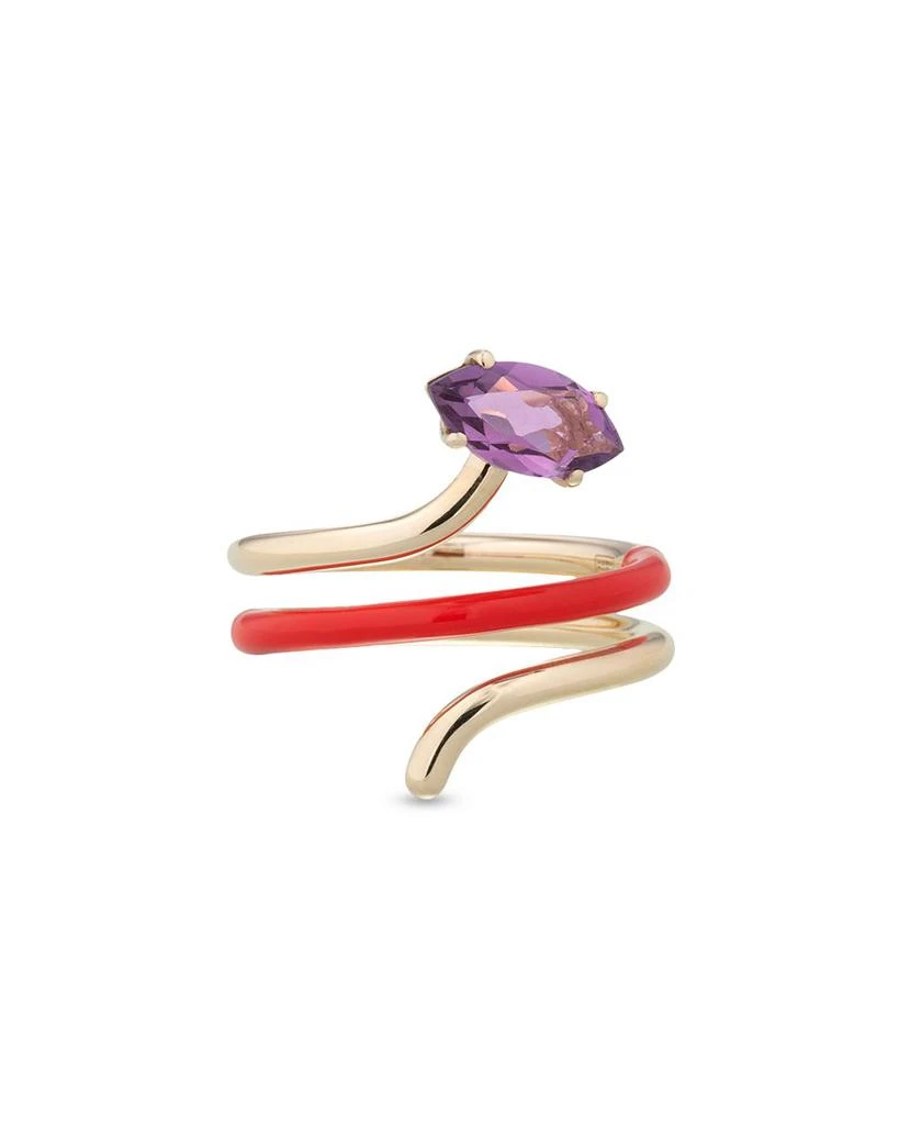 Bea Bongiasca 9K Yellow Gold You're So Vine Amethyst & Enamel Coil Ring 1