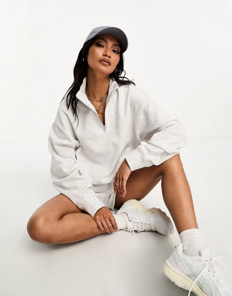 ASOS ASOS DESIGN half zip sweatshirt in ice marl 1