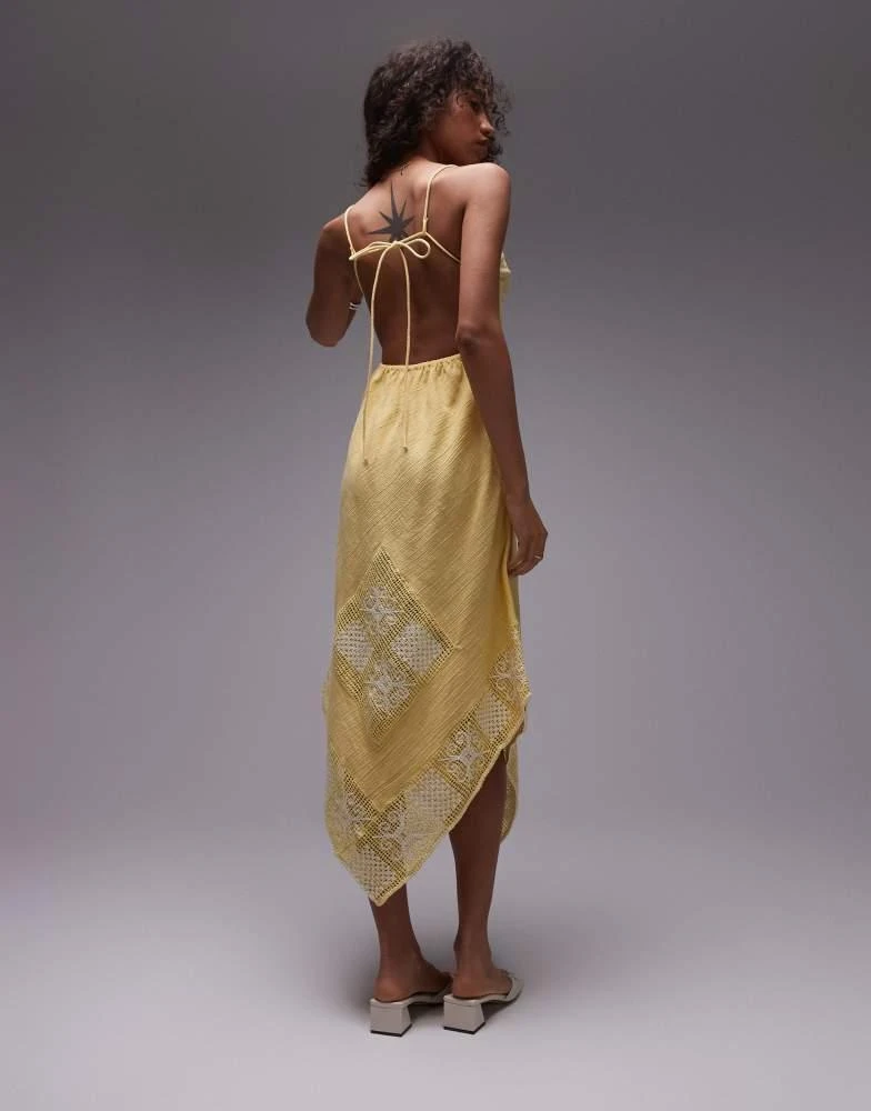 Topshop Topshop crochet linen mix sundress in yellow 3