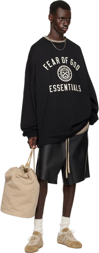 Essentials Black Jersey Long Sleeve T-shirt - T-Shirts