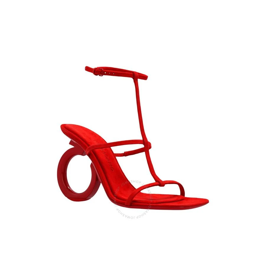 Salvatore Ferragamo Red Elina T-Strap Gancini Sandals 2