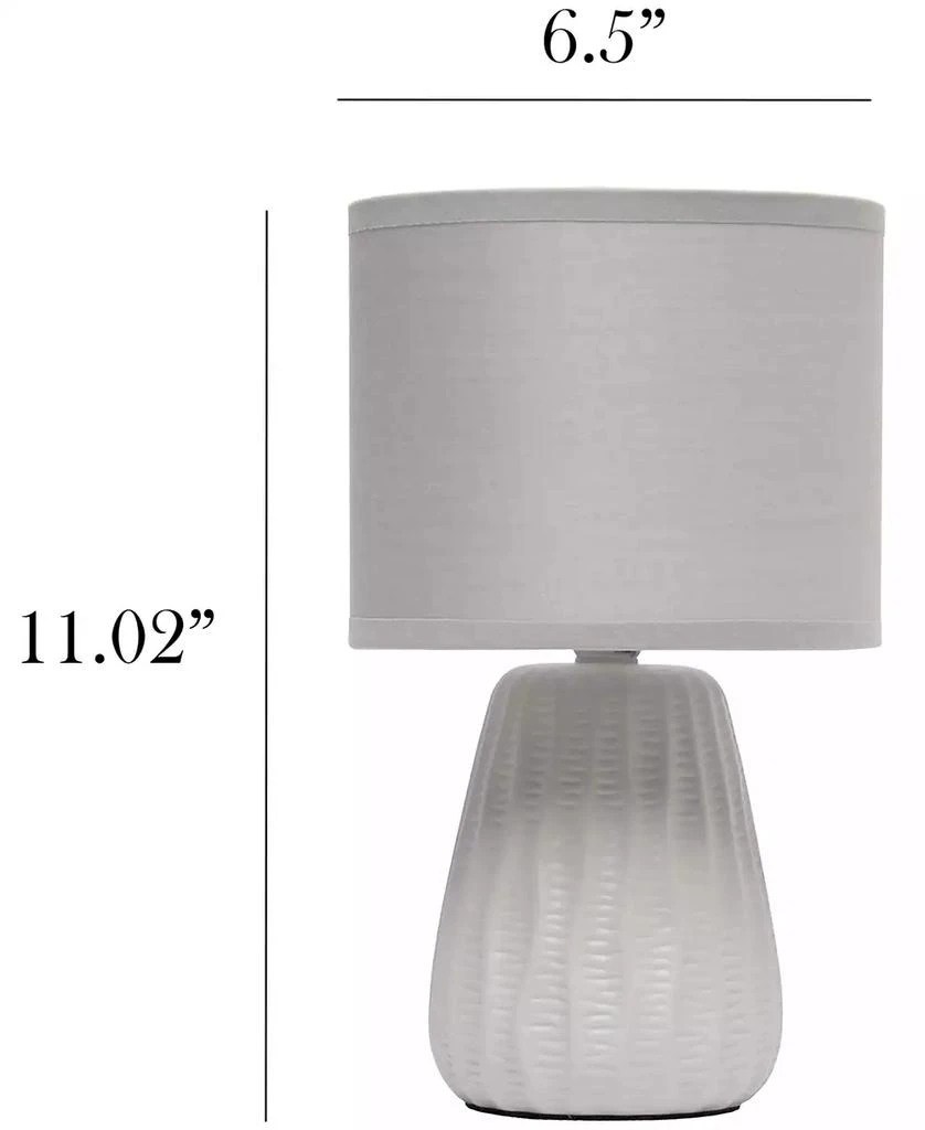 Simple Designs 11.02" Traditional Mini Modern Ceramic Texture Pastel Accent Bedside Table Desk Lamp with Matching Fabric Shade 53