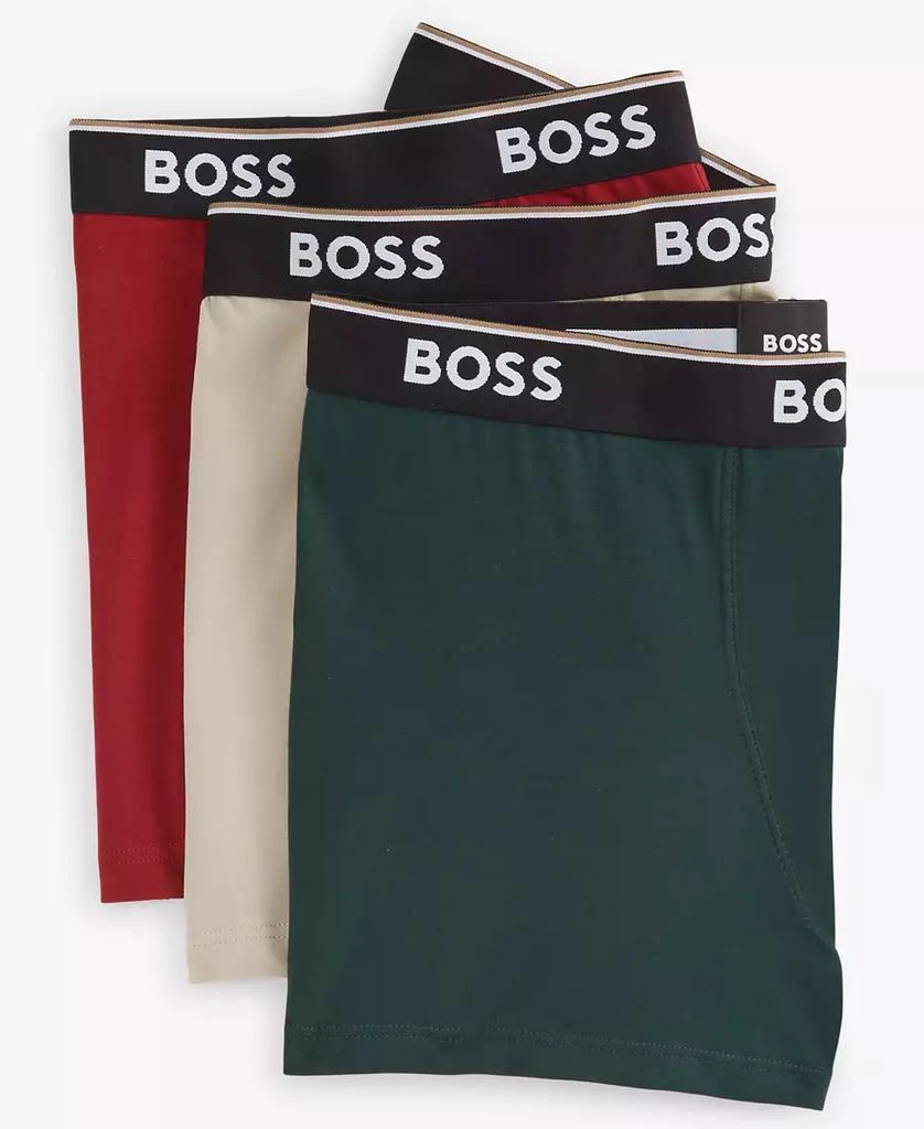 Hugo Boss Men's Power 3-Pk. Tipped Logo Waistband Boxer Briefs 1