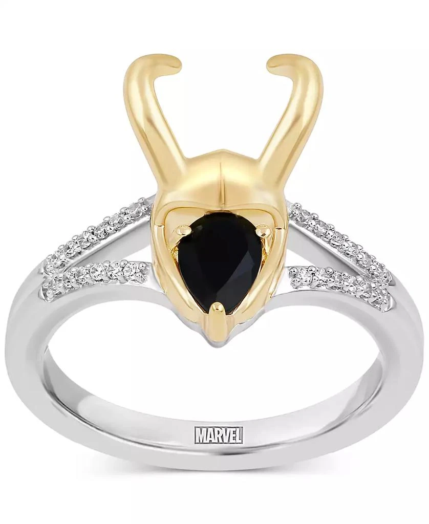 Macy's Marvel Onyx & Diamond (1/20 ct. t.w.) Loki Ring in Sterling Silver & Gold-Plate 1