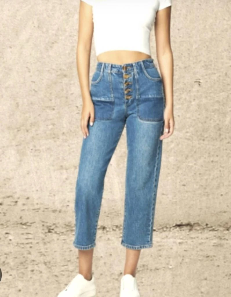 Blank NYC Women Exposed Button Fly Big Pockets In Into The Blue 1