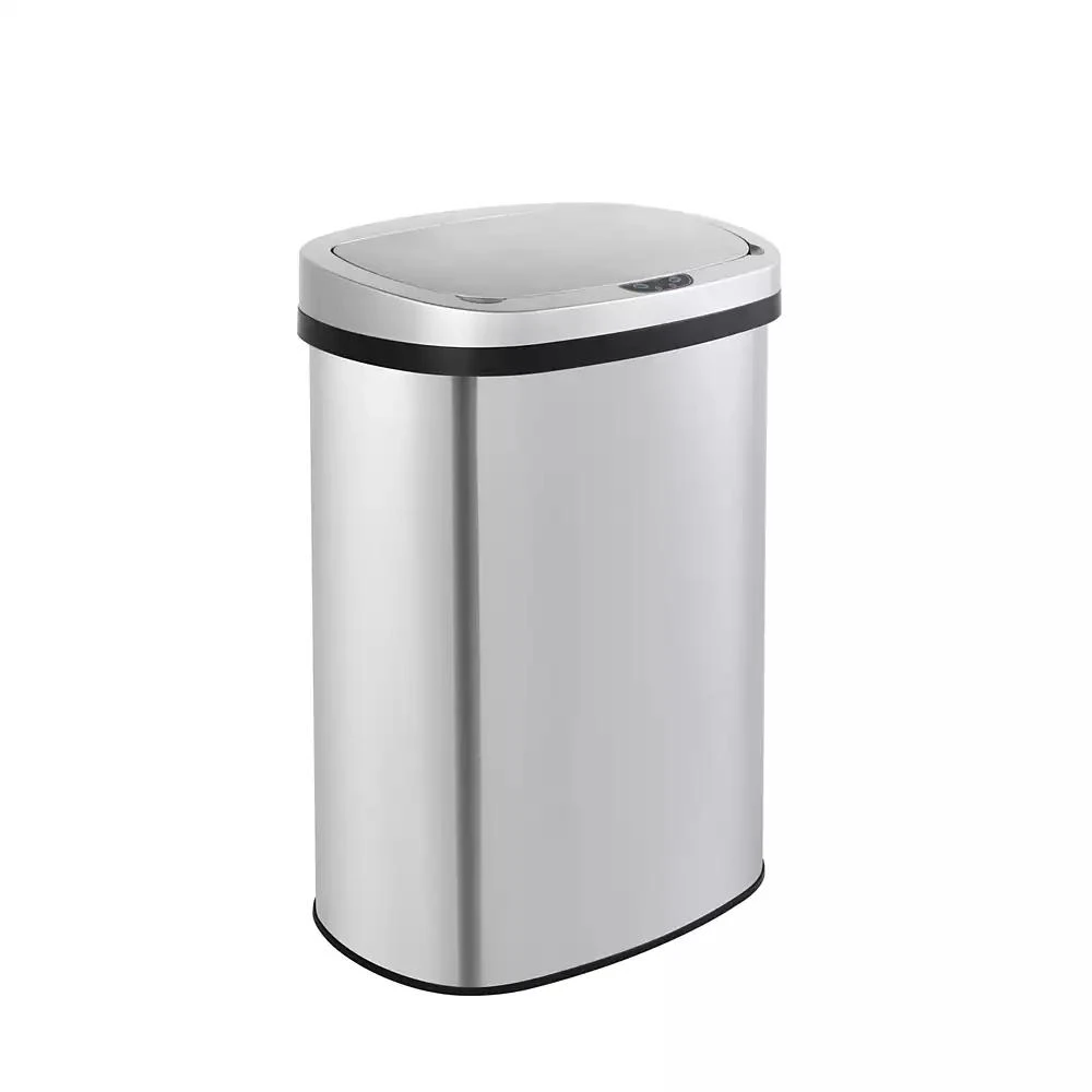 Mega Casa 13 Gal./50 Liter Stainless Steel Oval Motion Sensor Trash Can for Kitchen