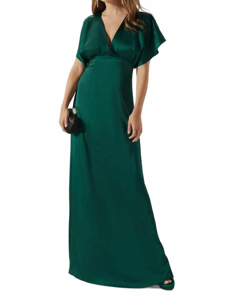 Sugarlips Darling Flutter Sleeve Cut Out Maxi Dress In Green
