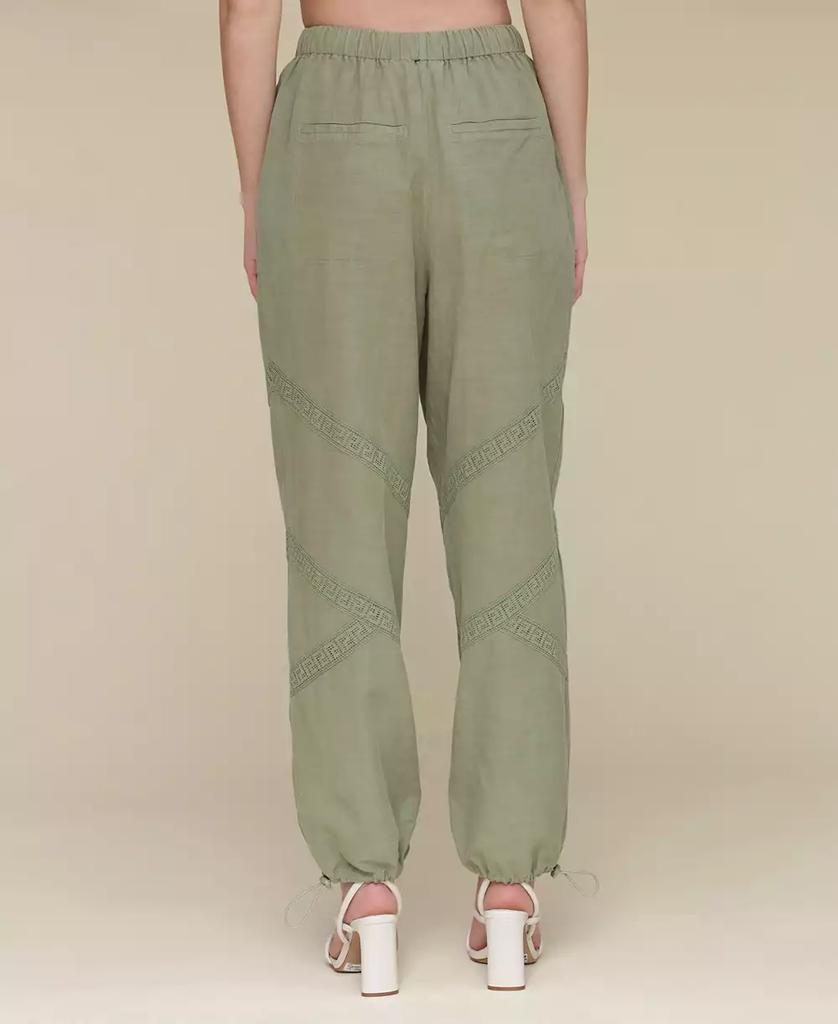 Avec Les Filles Women's Crochet-Trim Soft Utility Jogger Pants