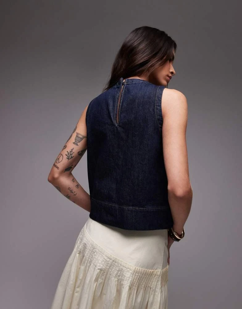 Topshop Topshop denim shell top in raw look indigo 4
