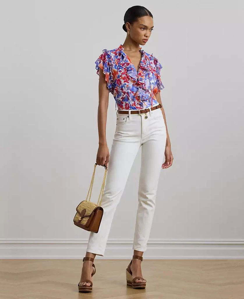 Ralph Lauren Women's Floral Ruffle-Trim Georgette Blouse 4