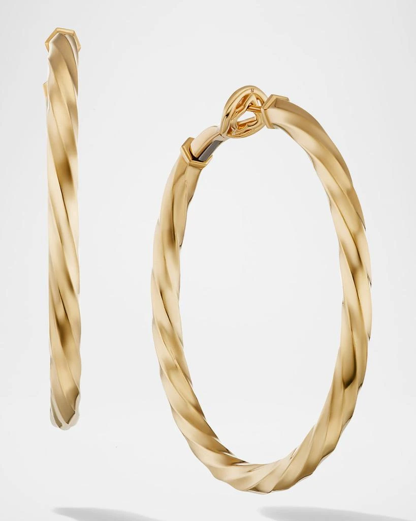 David Yurman Cable Edge Hoop Earrings in 18K Gold, 2"L