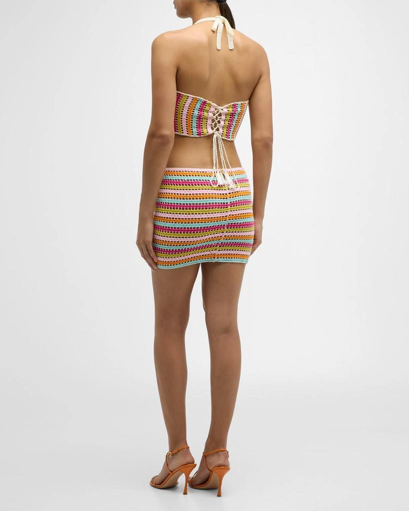 My Beachy Side Hand Crochet Mini Dress with Faux Leather Scoop Motifs 4