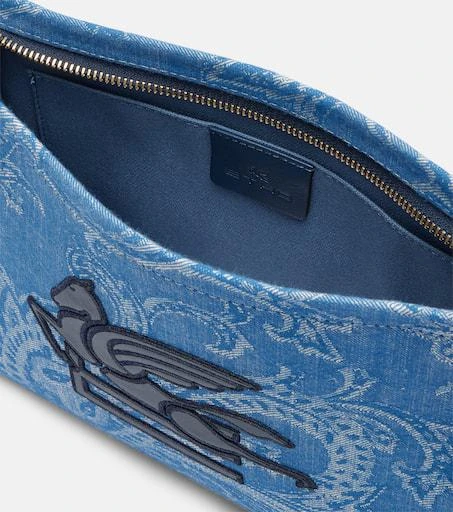 ETRO Eyes Mini embroidered denim jacquard pouch 3