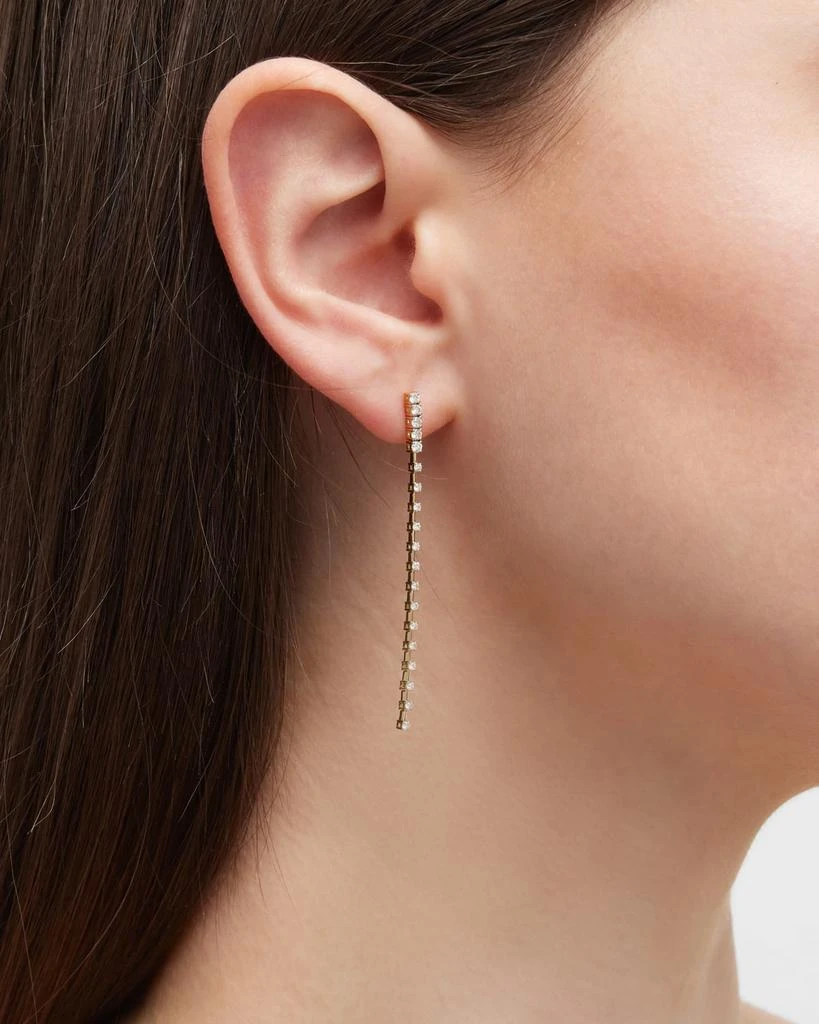 Frederic Sage 18K Yellow and White Gold Long Alternating Polished and Diamond City Earrings 2