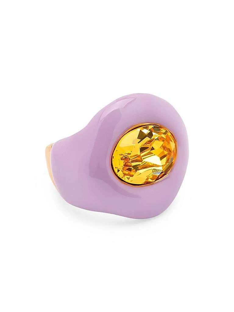 Oscar de la Renta 14K-Gold-Plated, Enamel 
Glass Crystal Ring