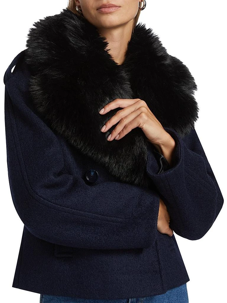 Mercer Collective Georgia Faux Fur Collar Double-Breasted Peacoat 7