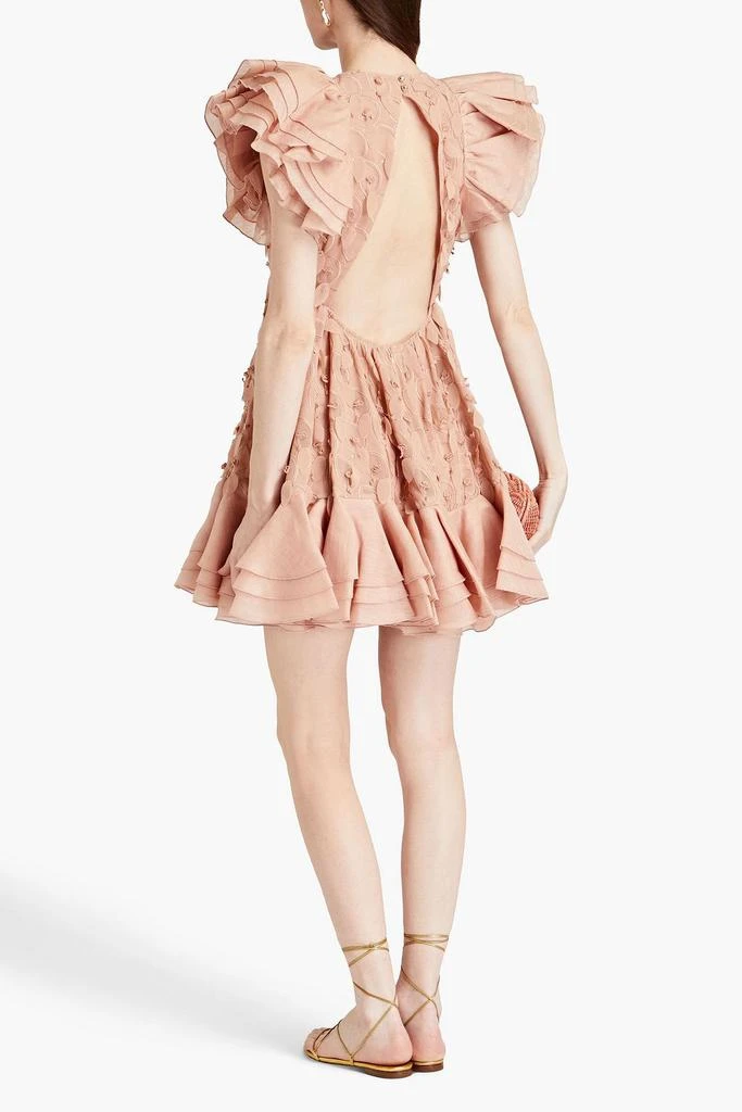 Zimmermann Floral-appliquéd ruffled gauze mini dress 3