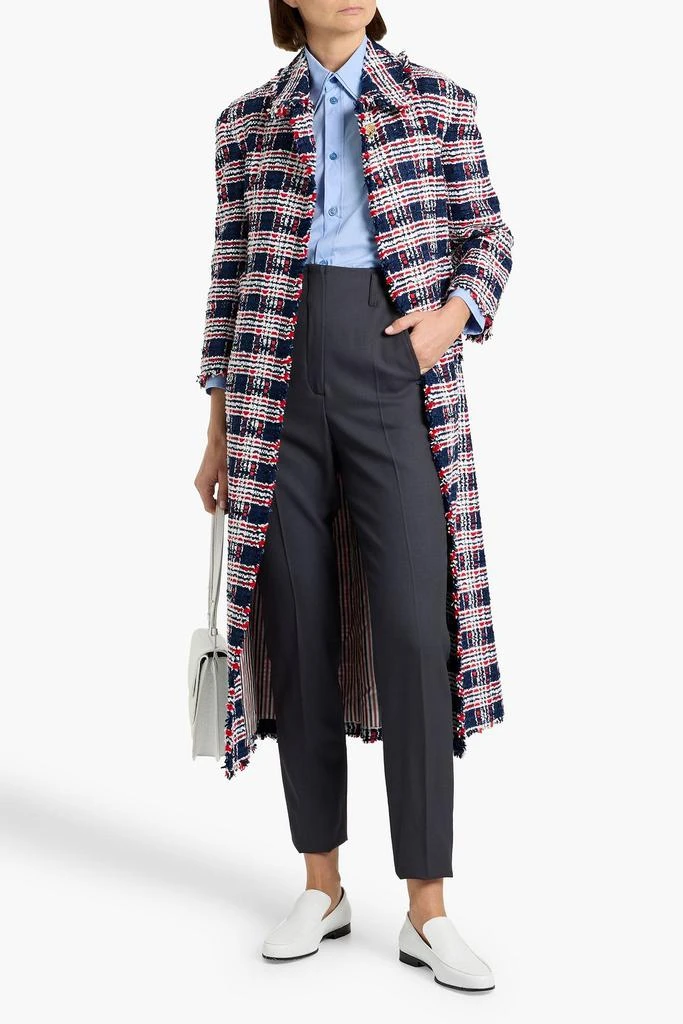 Thom Browne Frayed checked tweed coat 2