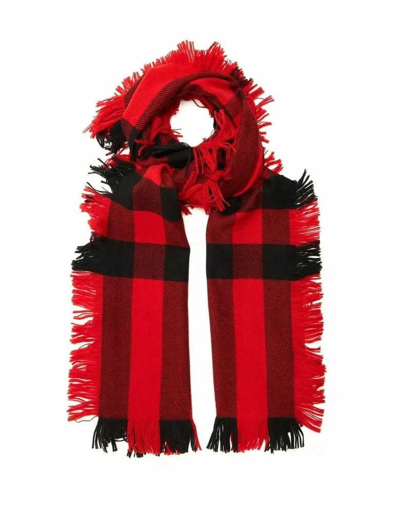 Burberry Half Mega Check Fringe Wool Scarf