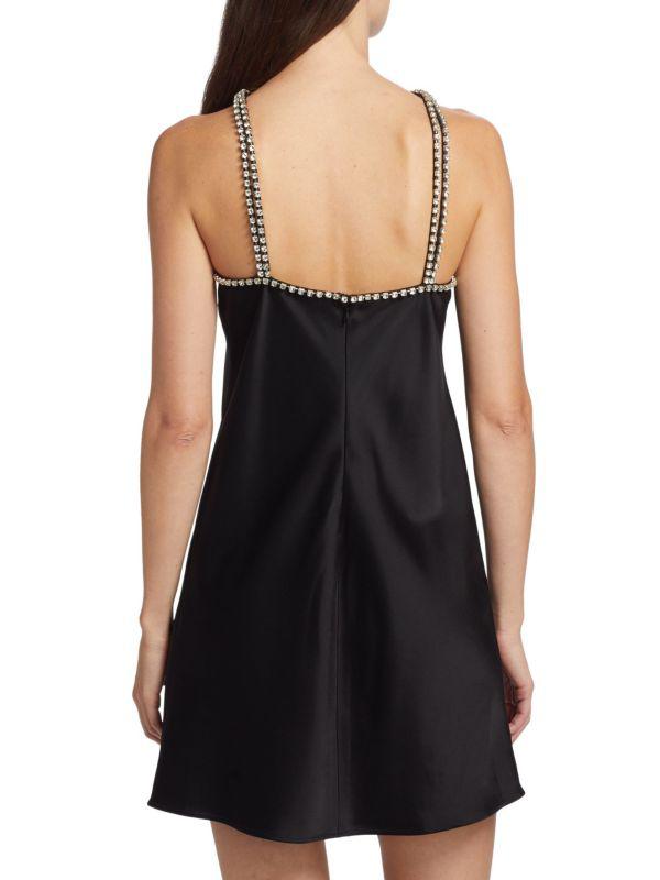 DANNIJO Embellished Satin Halter Mini Dress