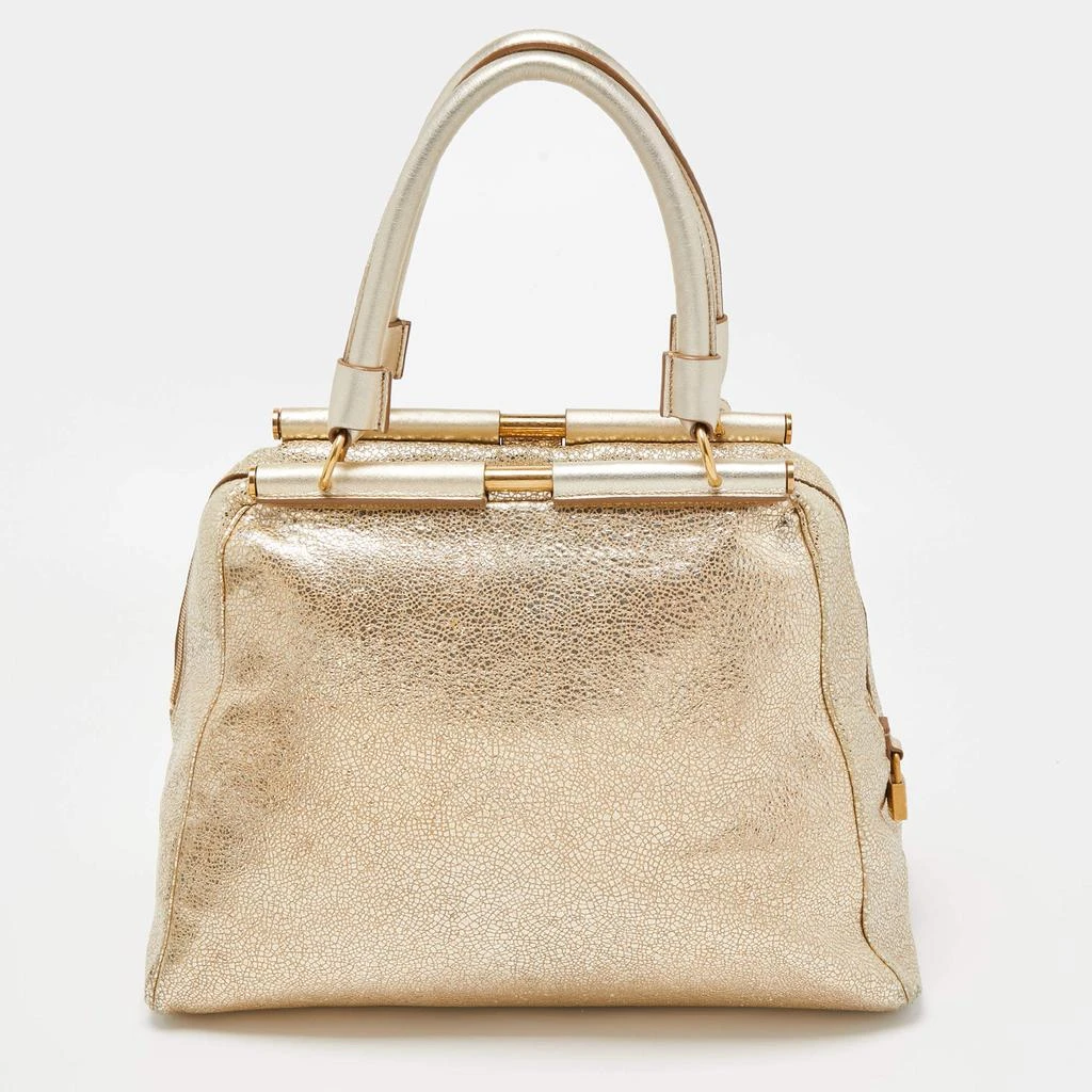 Yves Saint Laurent Saint Laurent Gold Textured Leather Medium Majorelle Bag 4