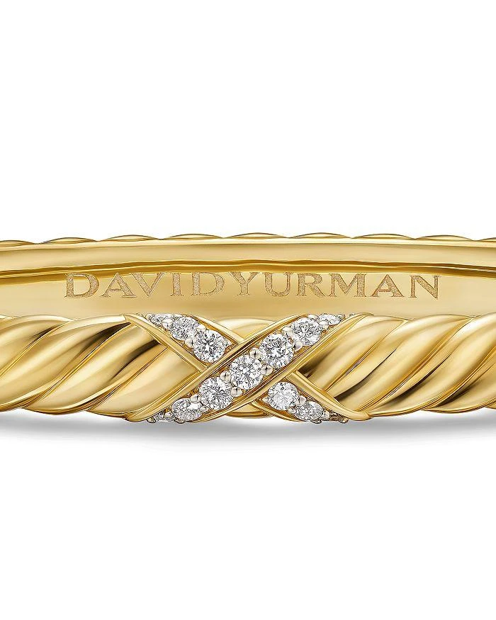David Yurman Sculpted Cable X Center Station Cuff Bracelet in 18K Yellow Gold with Diamonds, 6mm 6