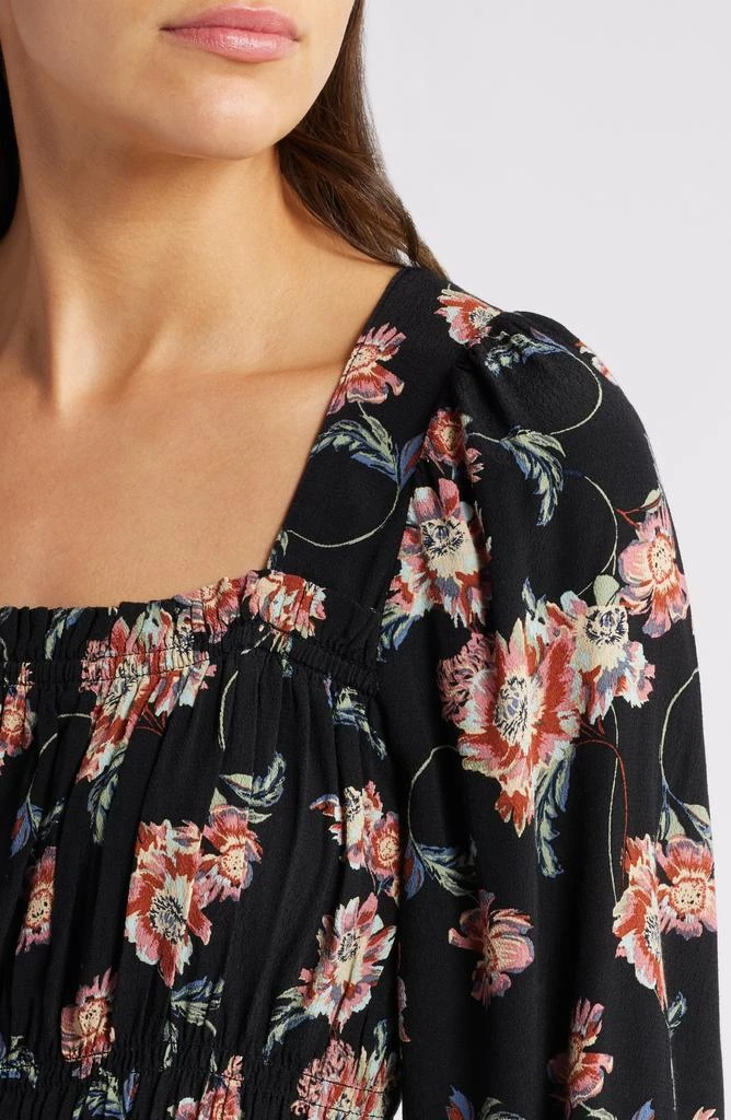 Treasure & Bond Floral Long Sleeve Smock Waist Dress 4