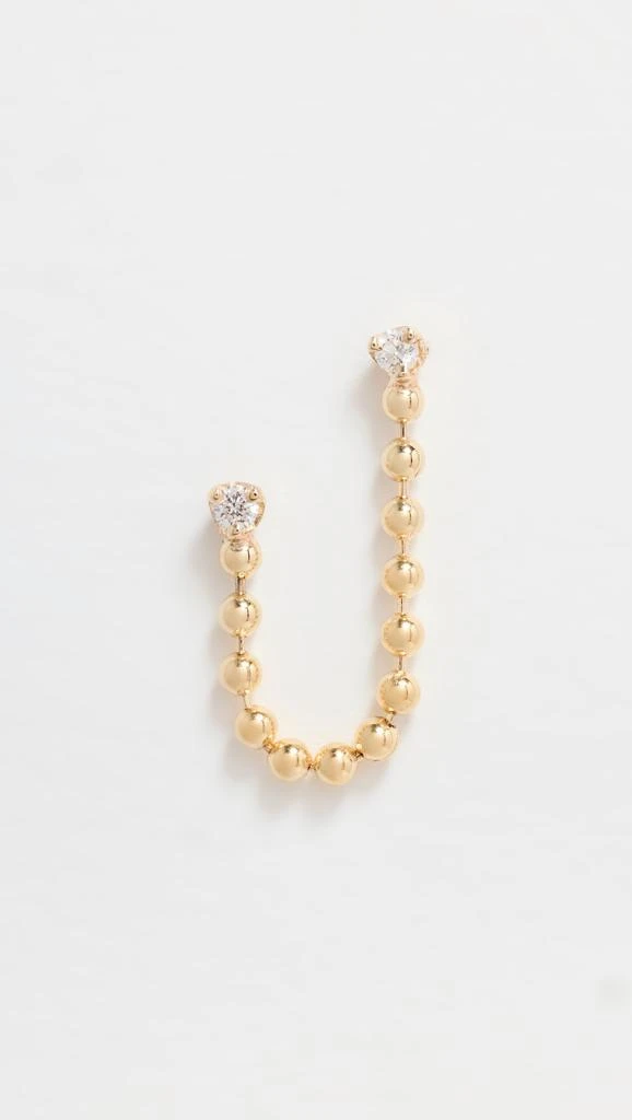 Zoe Chicco 14k Gold Prong Diamonds on Bead Chain Double Stud Earring 1