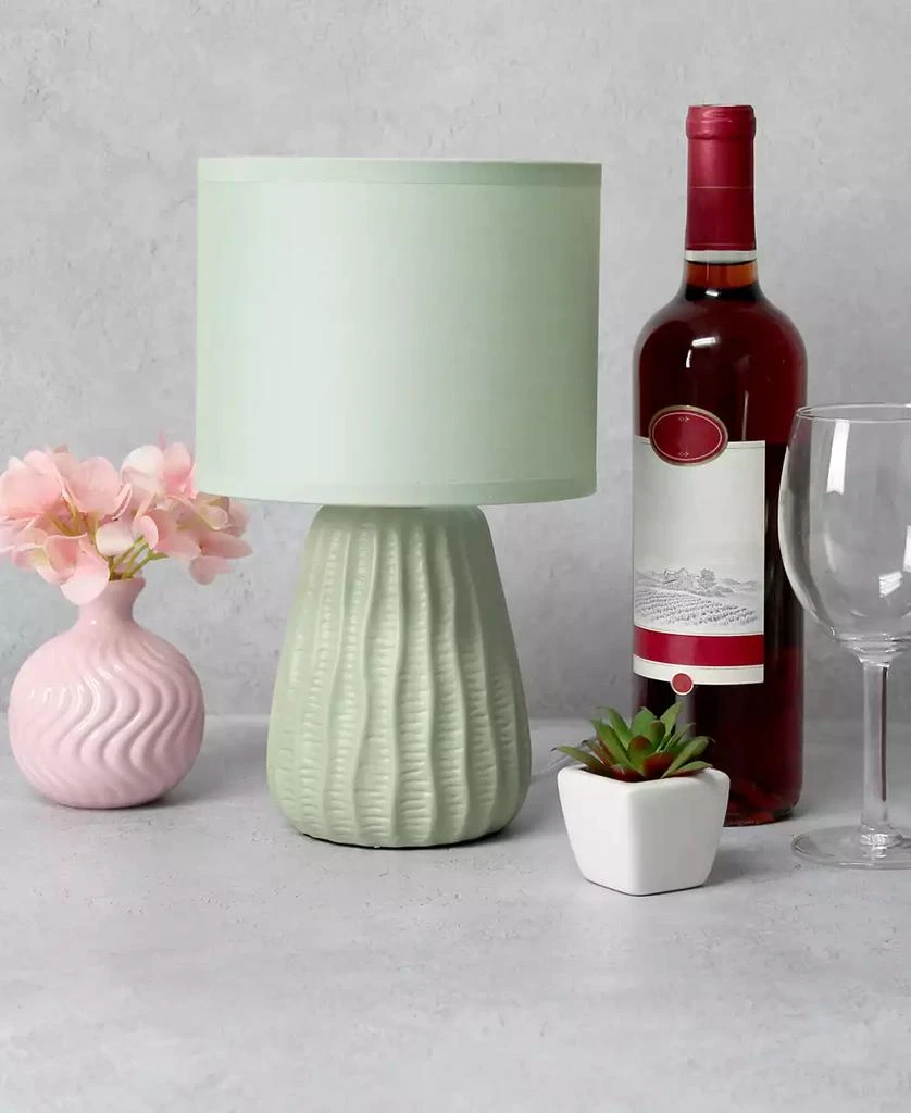 Simple Designs 11.02" Traditional Mini Modern Ceramic Texture Pastel Accent Bedside Table Desk Lamp with Matching Fabric Shade 24