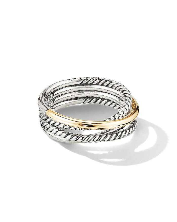 David Yurman Crossover Band Ring in Sterling Silver with 18K Yellow Gold, 6.8mm