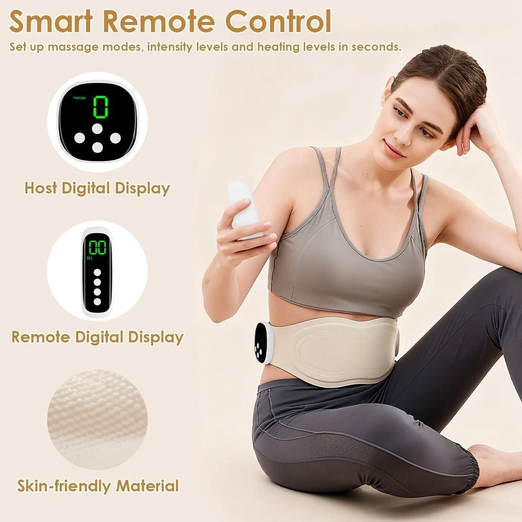 BELUXE Portable Cordless EMS Heating Pad Massager 8 Customizable Modes,19 Intensity Levels,3 Heating Settings,Magnetic Detachable Host,Perfect Gift for Back Pain,Period Cramps,Post Workout Recovery 2