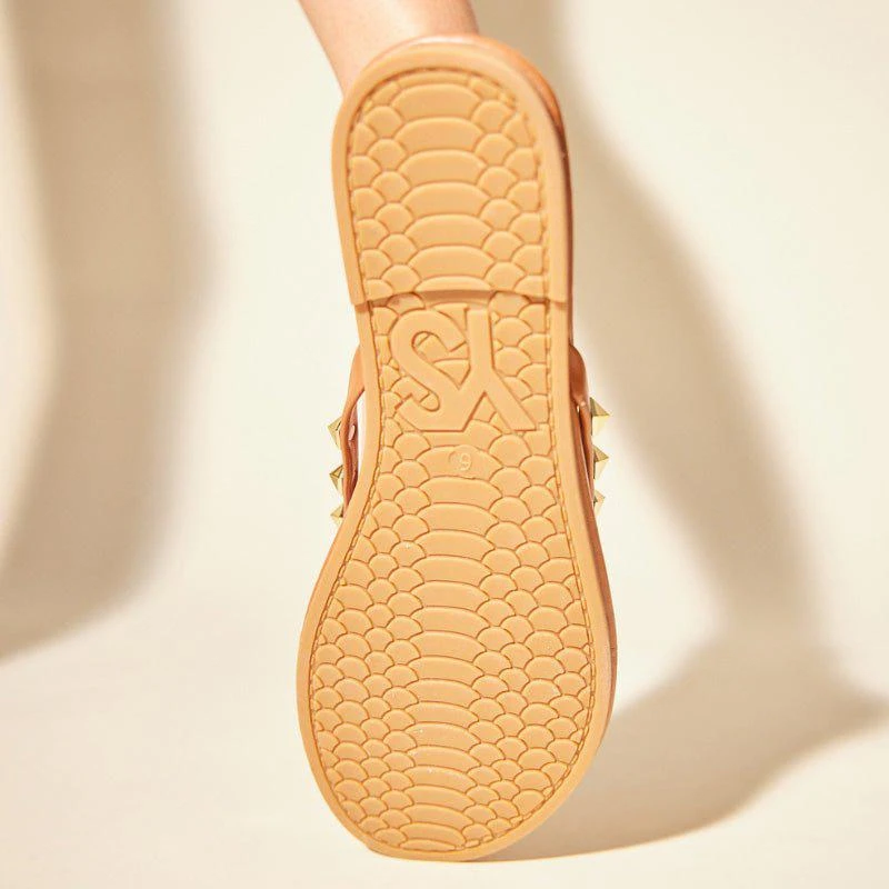 Yosi Samra Rivington Stud Flip Flop In Cognac 2