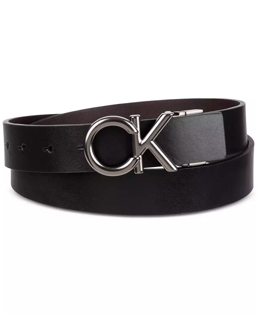 Calvin Klein Men's Monogram Buckle Reversible Leather Belt