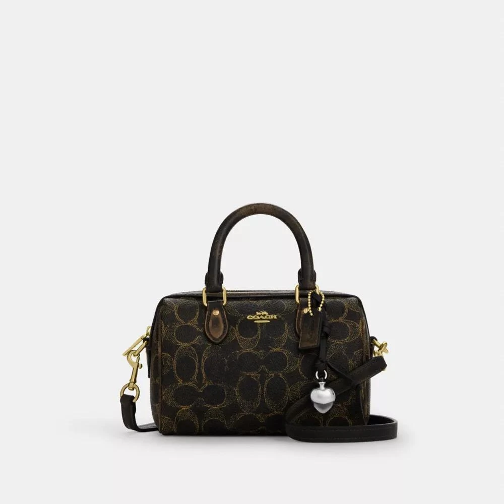 Coach Mini Rowan Crossbody Bag In Loved Signature Canvas With Charms